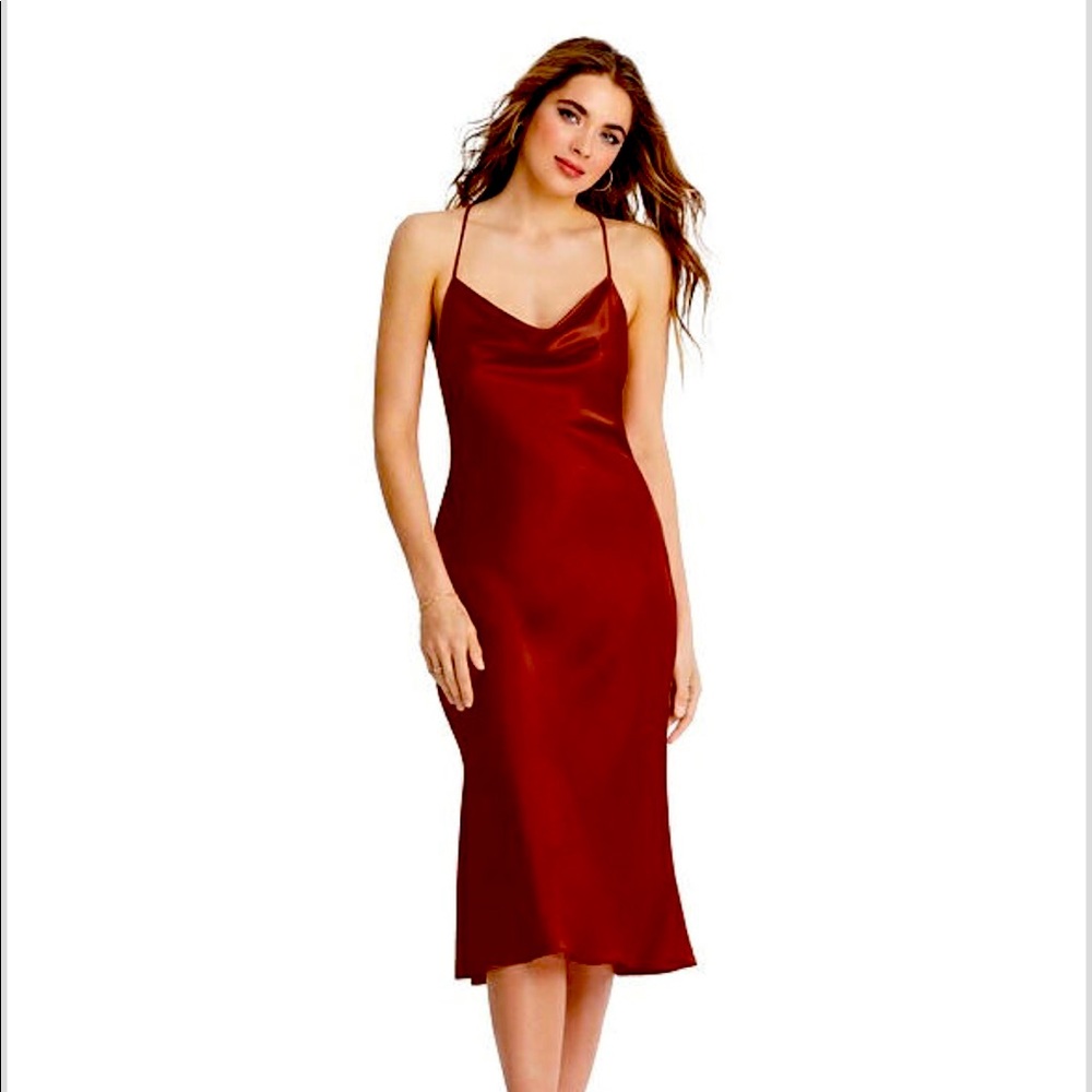 “Lovely” brand cowl-neck convertible midi slip bridesmaid dress